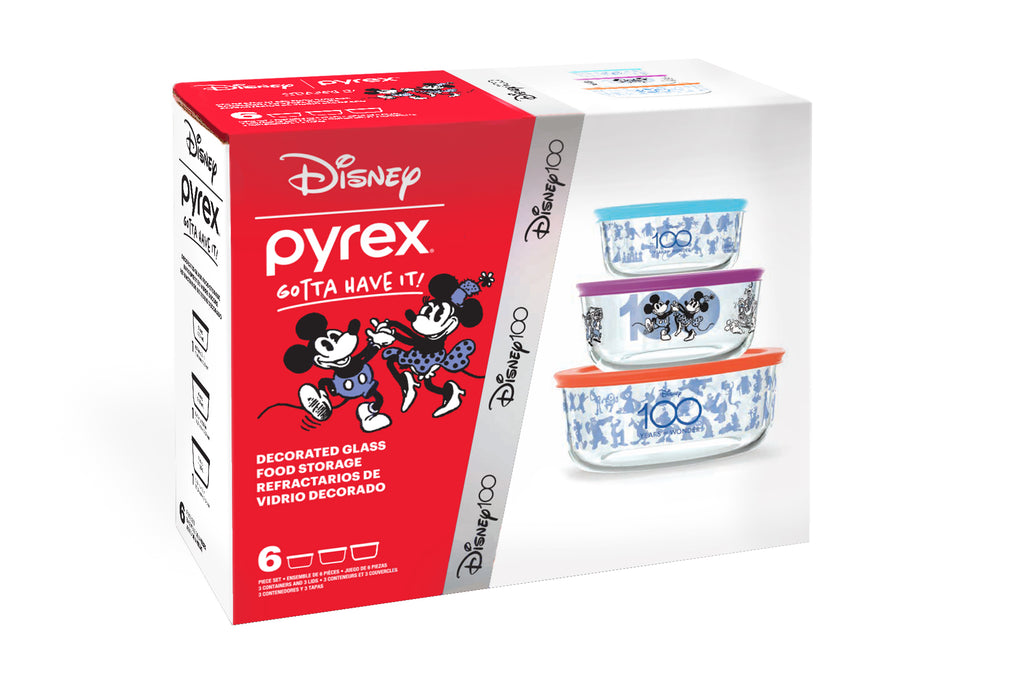 Pyrex 6-piece Glass Food Storage Set, Disney Mickey Mouse Club