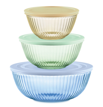 Pyrex® Colours Sculpted Mixing Bowl 6 Piece Set (Yellow/Green/Blue)