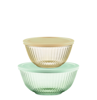 Pyrex® Colours Sculpted Mixing Bowl 4 Piece Set (Yellow/Green)
