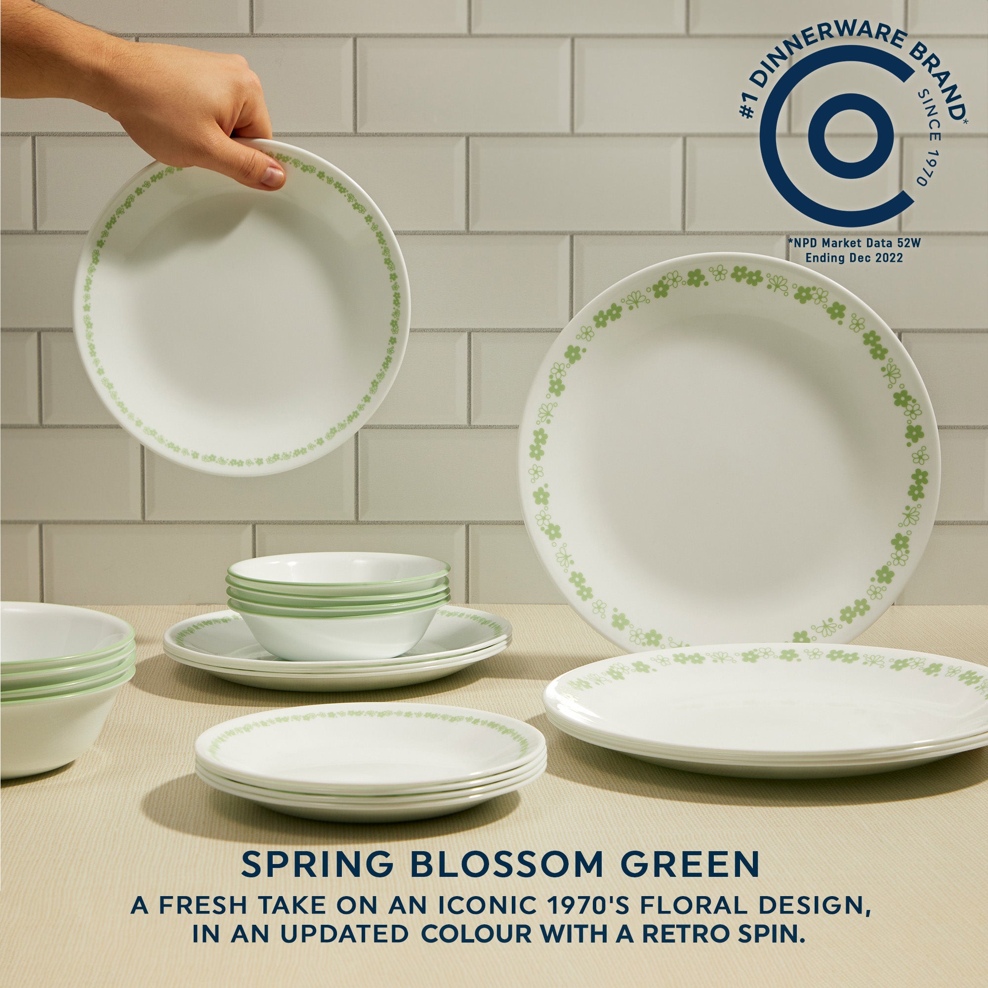 Corelle® Spring Blossom Green 12 Piece Dinner Set