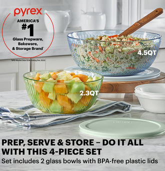 Pyrex® Color Sculptured Bowl 4 Piece Set (Green/Blue)