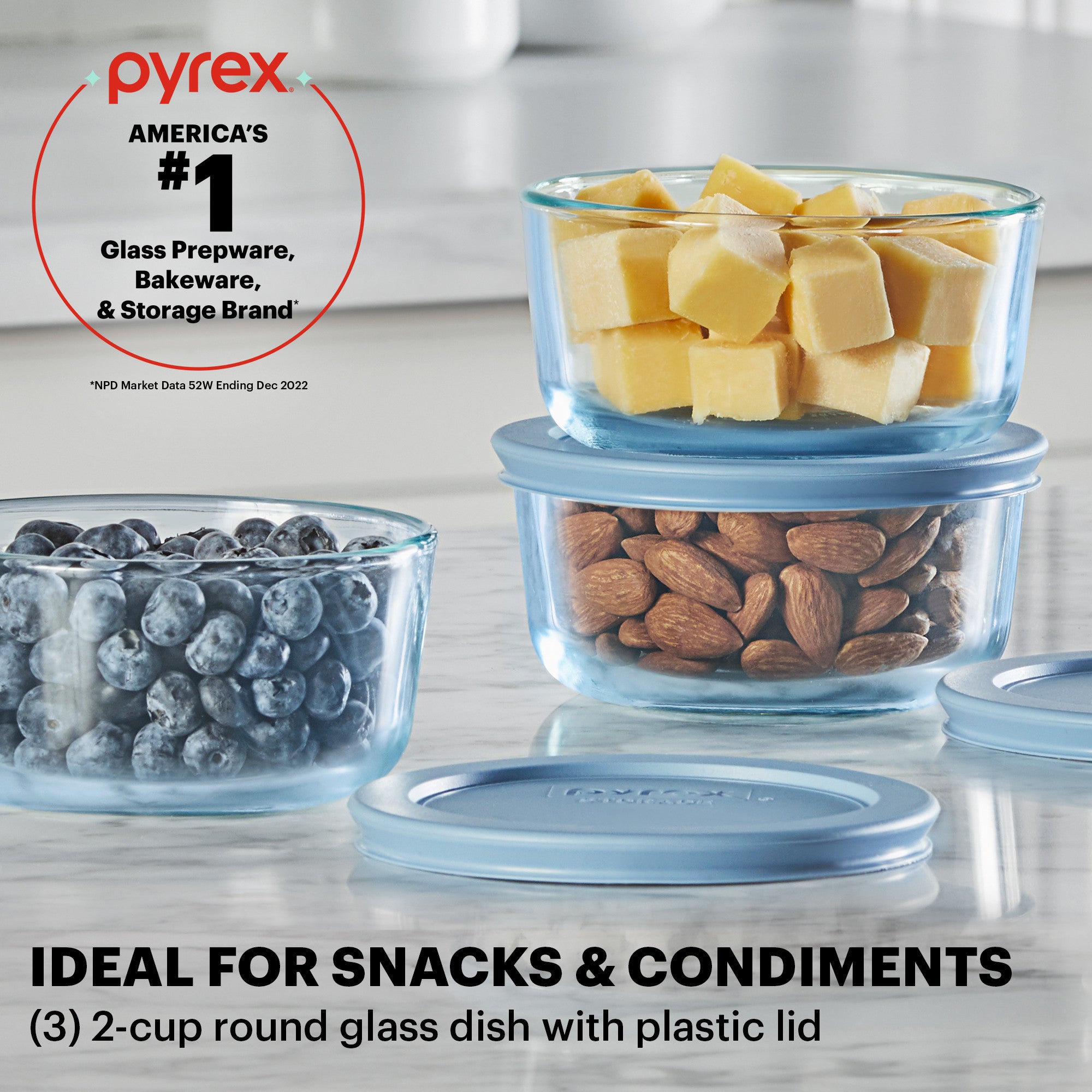 Pyrex® Colours Simply Store Blue 6 Piece Set (2 Cup)