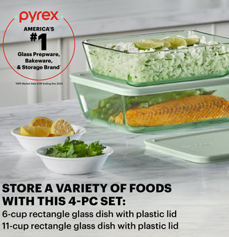 Pyrex® Color Simply Store Green 4 Piece Set (6 Cup|11 Cup)