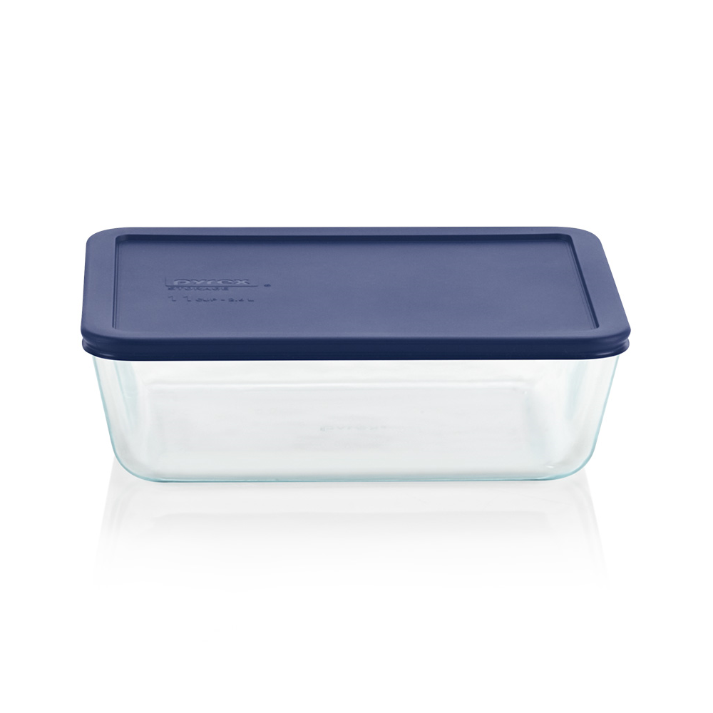 Pyrex 6 Cup Rectangle Glass Storage Container Blue