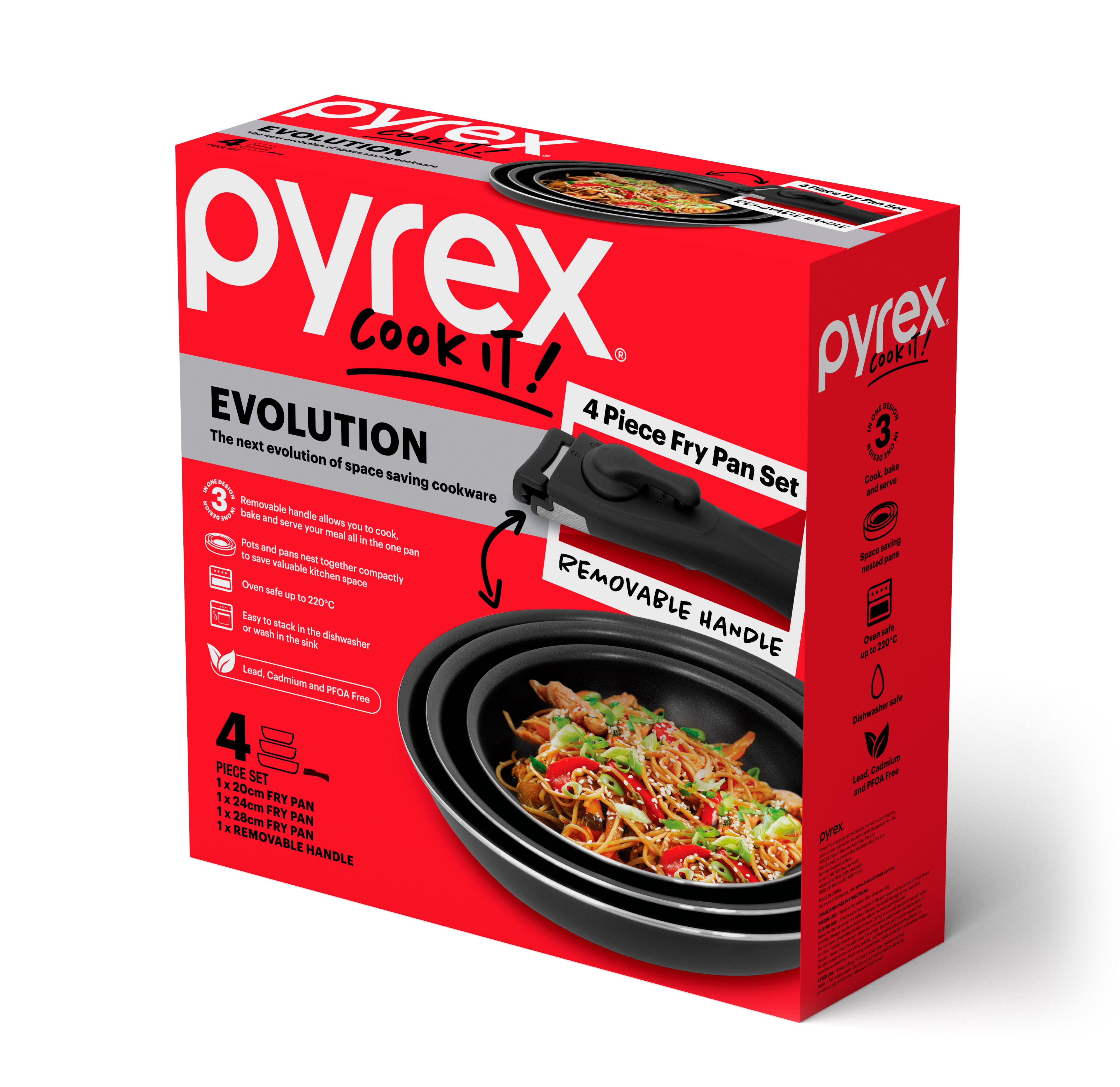 PYREX® Evolution Cookware 4 Piece Fry Pan Set w/Detachable Handle