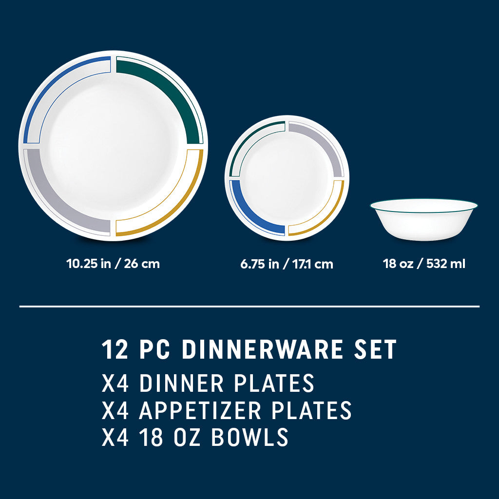 Corelle® Color Block 12 Piece Dinner Set