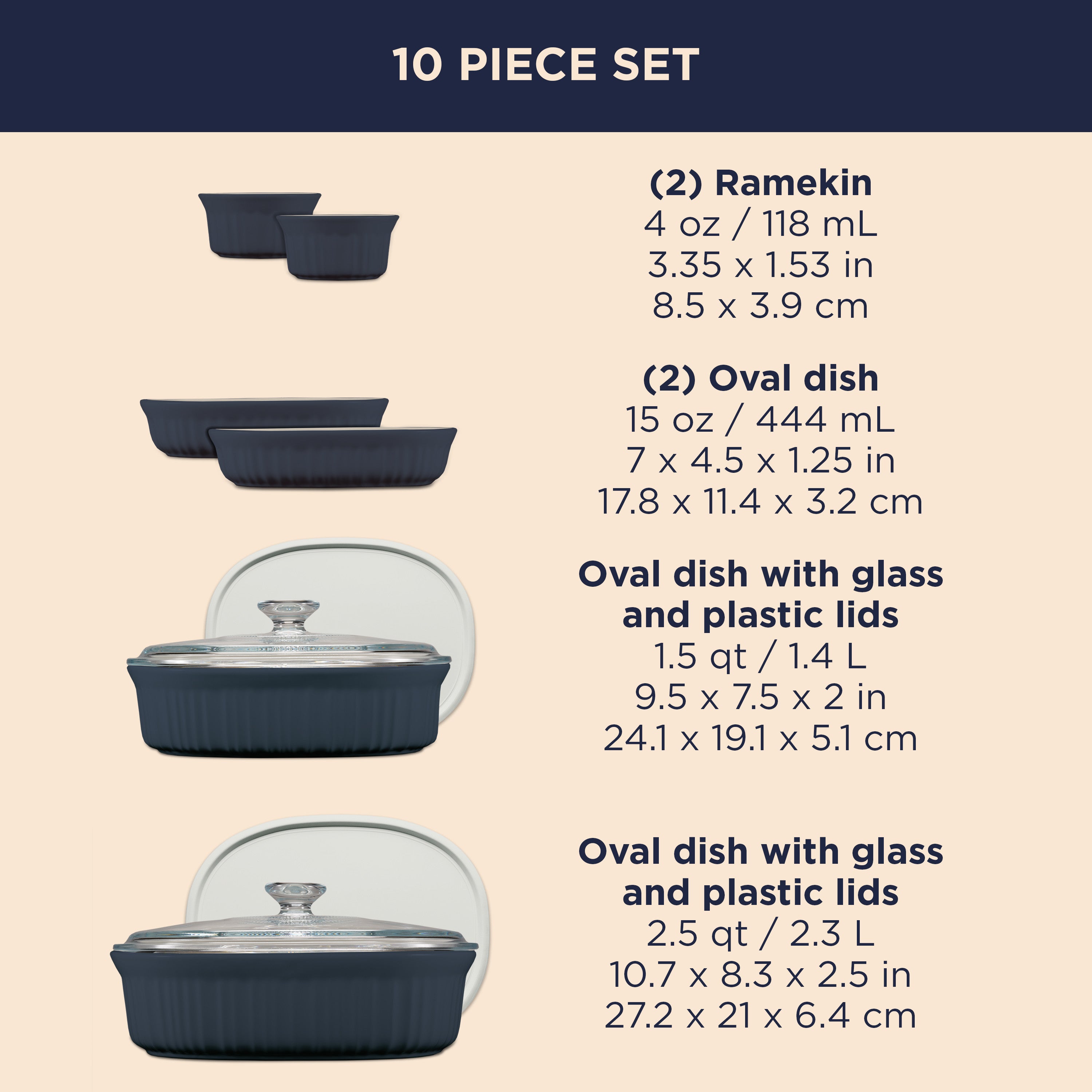 Corningware® FW Colors 10 Piece Set Navy