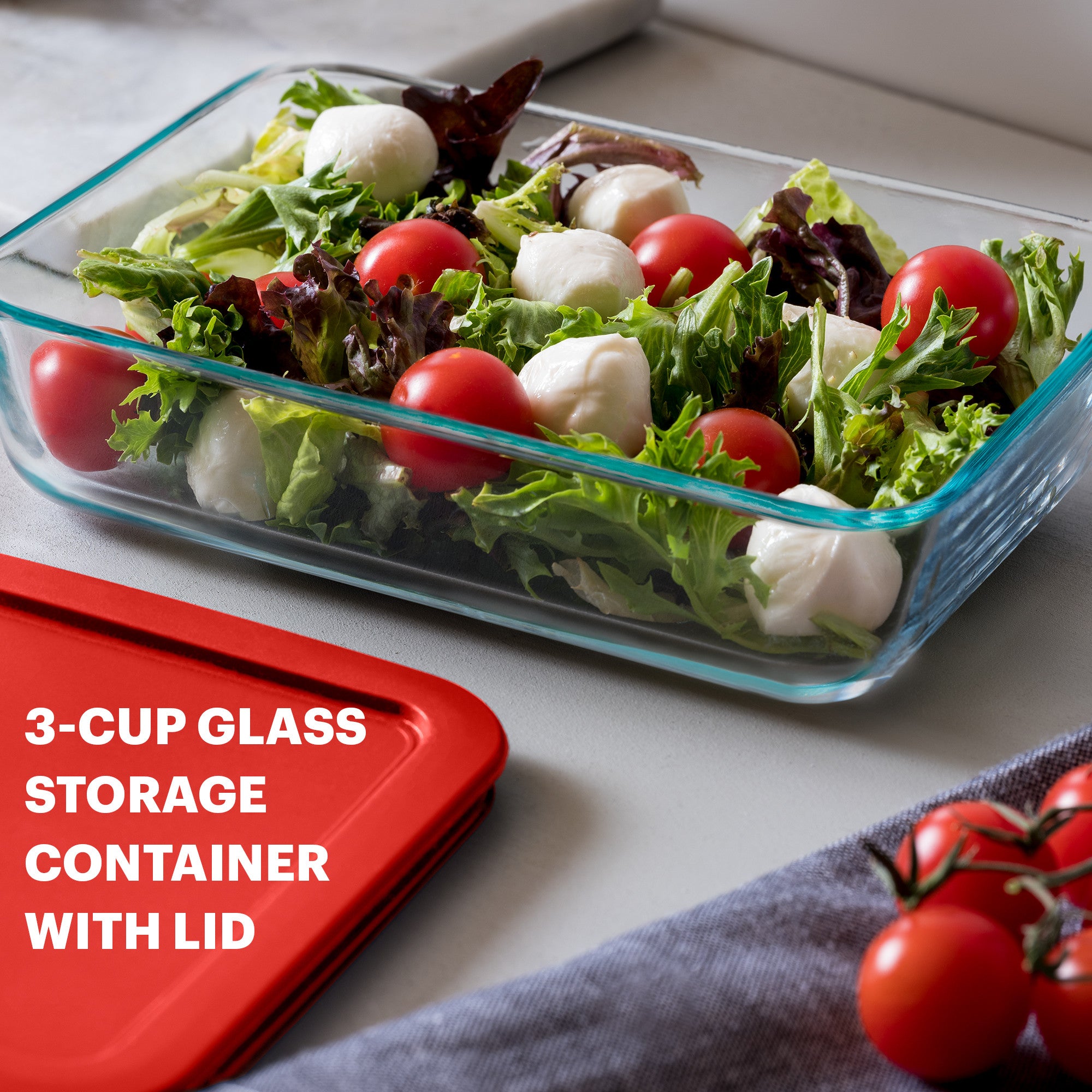 Pyrex® Storage Red 3 Cup Rectangle
