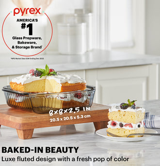 Pyrex® Colours Sculpted Smoke Bakeware Square 20cm