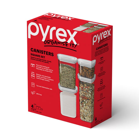 Pyrex Canister 4 Pc Set Square