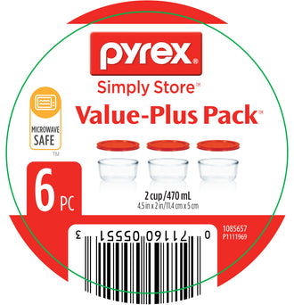 Pyrex® Simply Store 6 Pc Set 2 Cup Red