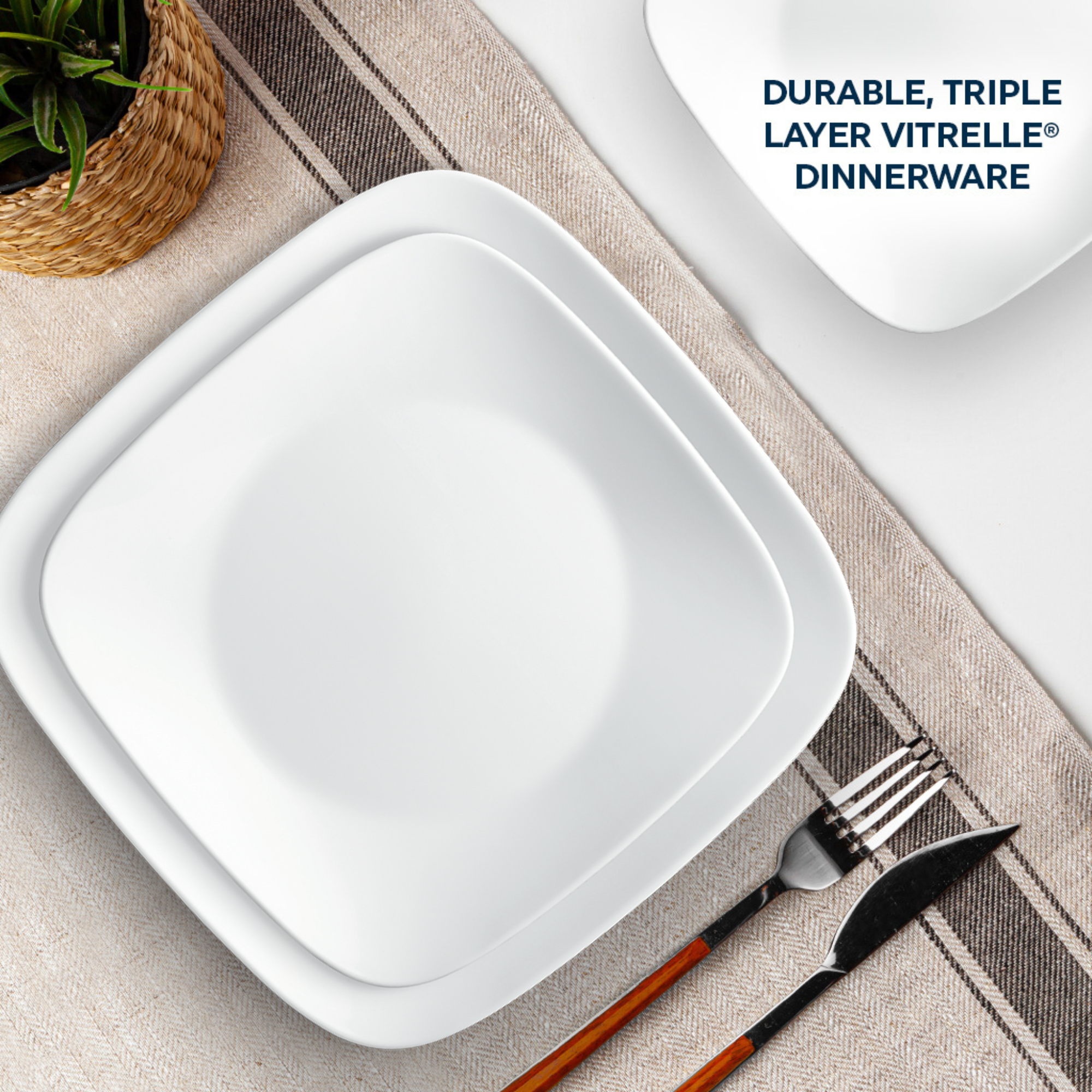 Corelle® Square Pure White 12 Piece Dinner Set