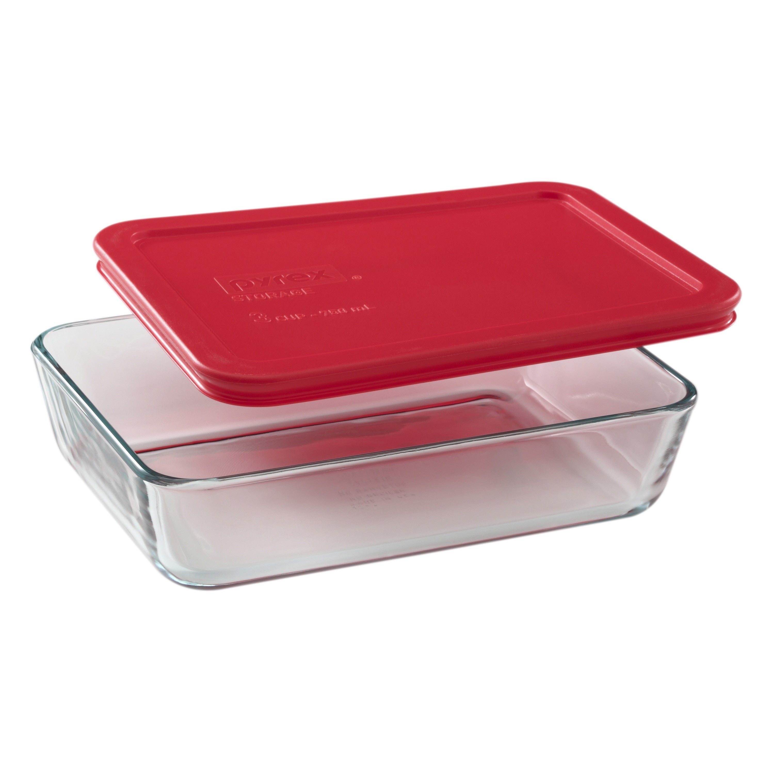 Pyrex® Storage Red 3 Cup Rectangle